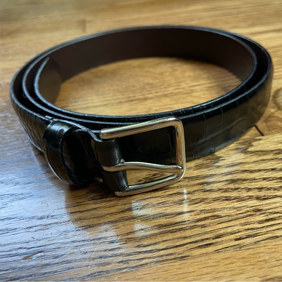 Coach Black Leather Belt with Silver Buckle Size 36 main image 5